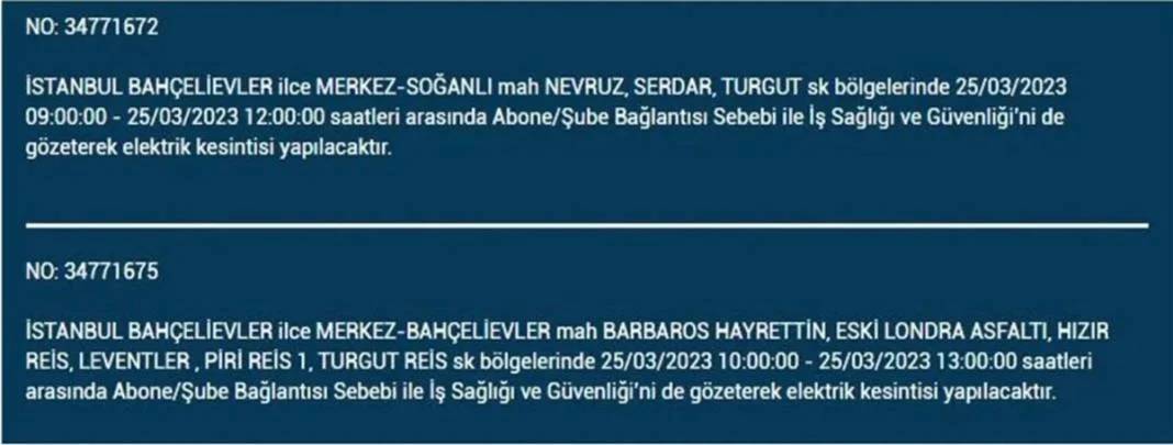 İstanbullular dikkat! Bugün elektrikler kesilecek 26